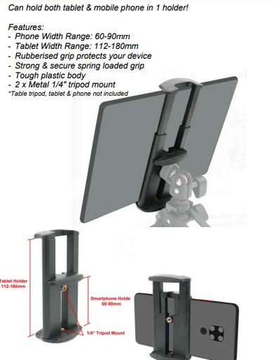 Glanz 2 in 1 Mobile Phne and Tablet Holder - plaza cameras