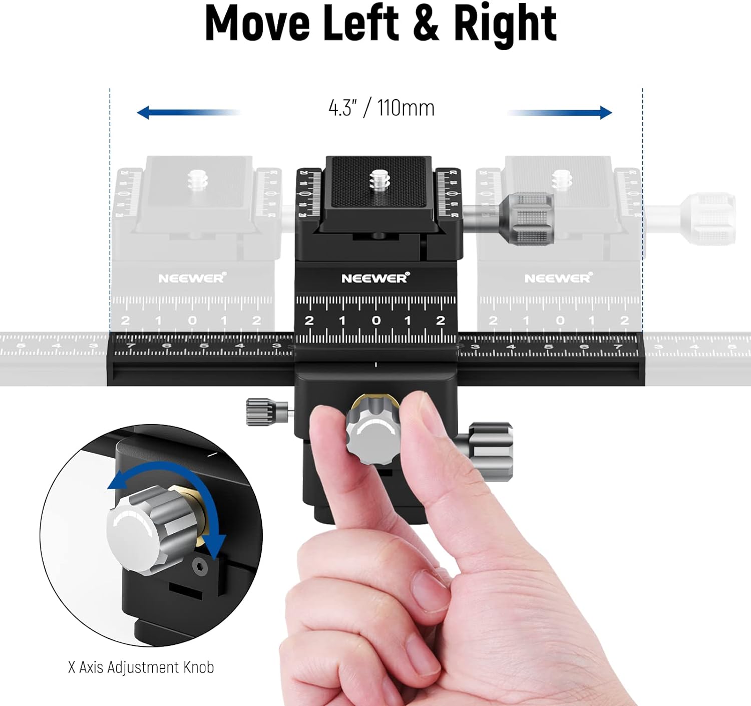 thumbnail image 2 of 4-Way Macro Focusing Rail Slider For Close-Up Photography – Works With Canon, Nikon, Sony, Sigma By Paxly 2 of 5