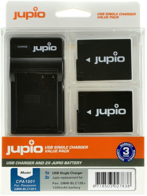 Jupio 2 x Jupio Panasonic DMW-BLC12E Batteries & Single Charger Kit - Plaza Cameras