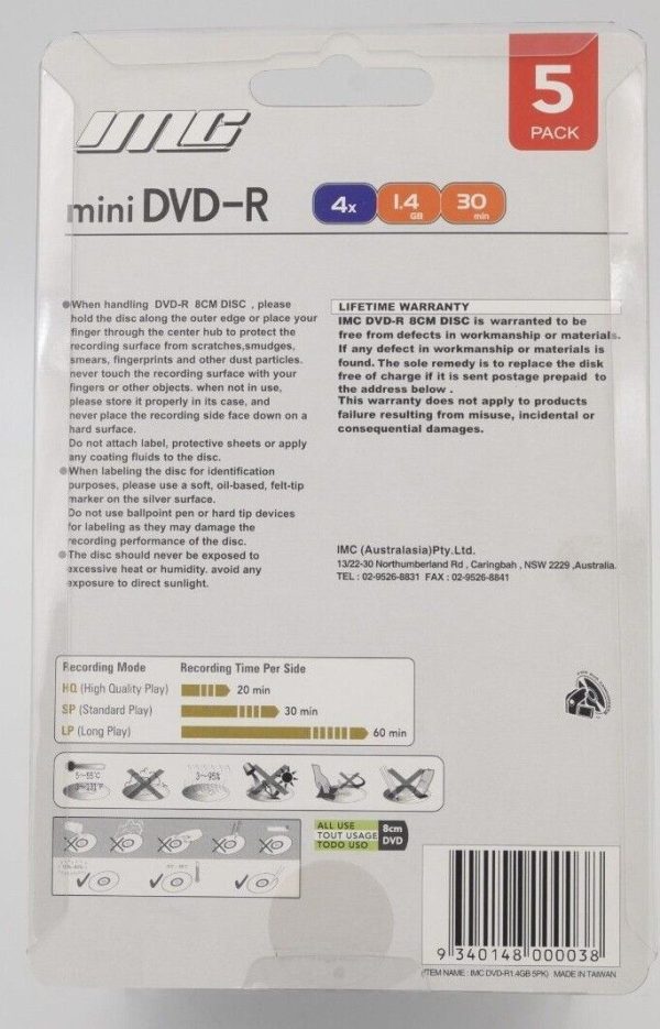 MC Mini DVD-R for Camcorders 5 Pack - Plaza Cameras 1